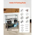 thumbnail image 4 of Rolling Fishing Rod Holder for Garage - 15-Pole Portable Storage Rack, Fishing Gear Organizer with Wheels, 4 of 10