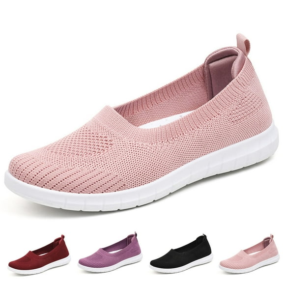 CHICVOMEY Flat for Women Lightweight Breathable Mesh Flats Slip-on Walking Shoes Slip-Resistant Soft Sole Low Wedge Dressy Flats