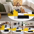 thumbnail image 6 of Yellow Black White Geometric Round Area&nbsp;Rug 6ft Modern Abstract Art Color Block Non-Slip&nbsp;Washable Circle Rugs Soft Felt Indoor Floor Mat for Bedroom Kitchen Living Room Bathroom, 6 of 9