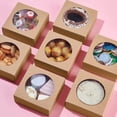 thumbnail image 4 of 24 Packs 9.3x9.3x3.8cm Round Clear PVC Window Gift boxes Square Brown Kraft Present Packaging boxes for Party Favor Treats Bakery and Jewelry Packaging, 4 of 6