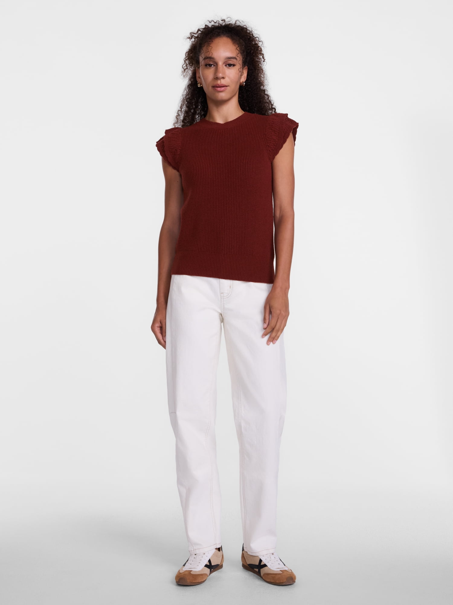 Scenario Women's Sweater with Flutter Sleeves, Lightweight, Sizes XS-XXXL