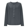 thumbnail image 3 of Womens Plus Size Tops Ladies Loose Blouse Casual Cotton Long Sleeve Shirt Button Pullover Tunic Tee, 3 of 5