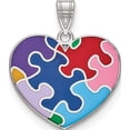 thumbnail image 1 of Sterling Silver Rhod-Plated Enameled Autism Heart Pendant (26.5 X 22) Made In United States qc9338, 1 of 6