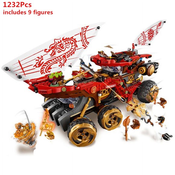 Bloques de construcción de Land Bounty Truck para niños juguete de ladrillos para armar coche Lloyd‘s Titan Mech Fire Snake Bugs ideal para regalo código 70677 compatible con 70676