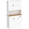 thumbnail image 2 of Newboti Furniture 71" Kitchen Pantry Storage Cabinet with Microwave Oven Countertop, Freestanding Hutch Cabinet with Adjustable Shelves, 6 Doors and 1 Drawer-White 10129, 2 of 10