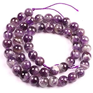 Quartz 8mm Round Gemstone Beads - 8mm round natural amethyst gemstone beads strand 15