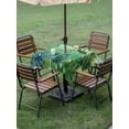 thumbnail image 5 of Square Outdoor Tablecloth with Umbrella Hole Tropical Leaves Outside Table Cloth Waterproof Patio Table Cover Country Summer Botanical Green Plants Zipper Tablecloths for Picnic Camping 54x54 Inch, 5 of 8