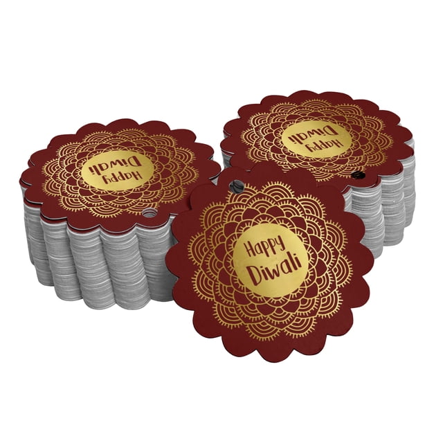Inkdotpot Gold Foil Paper Hang Tags Happy Diwali Favor Tags 100 Piece