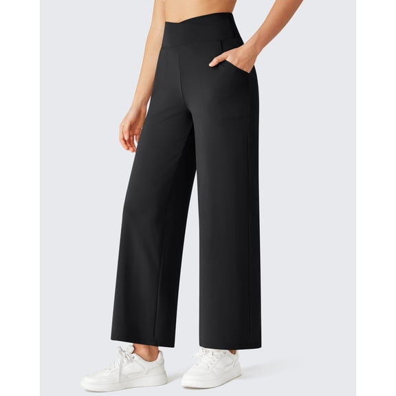 G4Free BareFeel 25"/27"/29" Inseam High Stretch Wide Leg Yoga Pants Ankle Length Casual Lounge Pants with Pockets