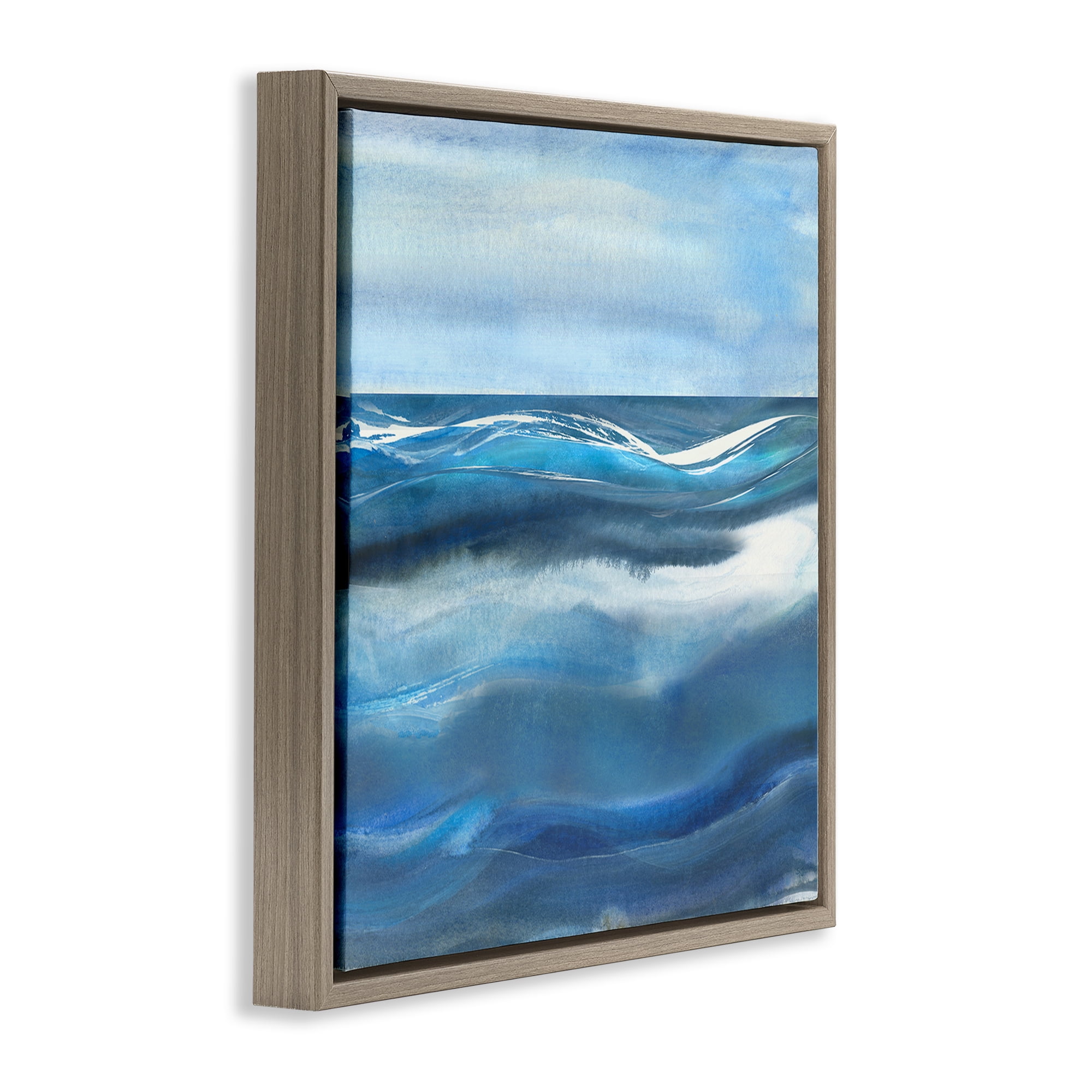 Stupell Industries Calm Expanse of Ocean Waves Brown Framed Floater Canvas Wall Art, design by Susan Jill
