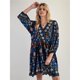 thumbnail image 5 of Vestido Corto Estampado de Larga con Cuello en V para Mujer, Estilo Bohemio Informal y Holgado, Ideal para la Playa. Azul XL, 5 of 9