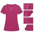 thumbnail image 4 of Scrubs Set for Women Medical Nurse Uniform Suit Stretch Classic V-Neck Top & Jogger Pants with Multi Pocket, Hot Pink S, 4 of 9