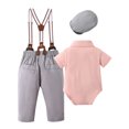 thumbnail image 2 of CARETOO Baby Boy Clothes Suit 0-24M Formal Short Sleeve Dress Shirt Suspender Pants Hat Bowtie Set, 2 of 12