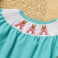 thumbnail image 4 of ZEHJUHAN Baby Girls' Bunny Embroidered Romper, Checkered Pattern Bubble Sleeve Onesie Toddler Summer Clothes Green，3-6M, 4 of 10