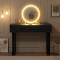 thumbnail image 2 of Vanity Desk with Mirror and Lights, 2-Drawer Makeup Vanity, 3-Color LED, Adjustable Brightness, Modern Dressing Table Organizer for Bedroom, Black, 2 of 8
