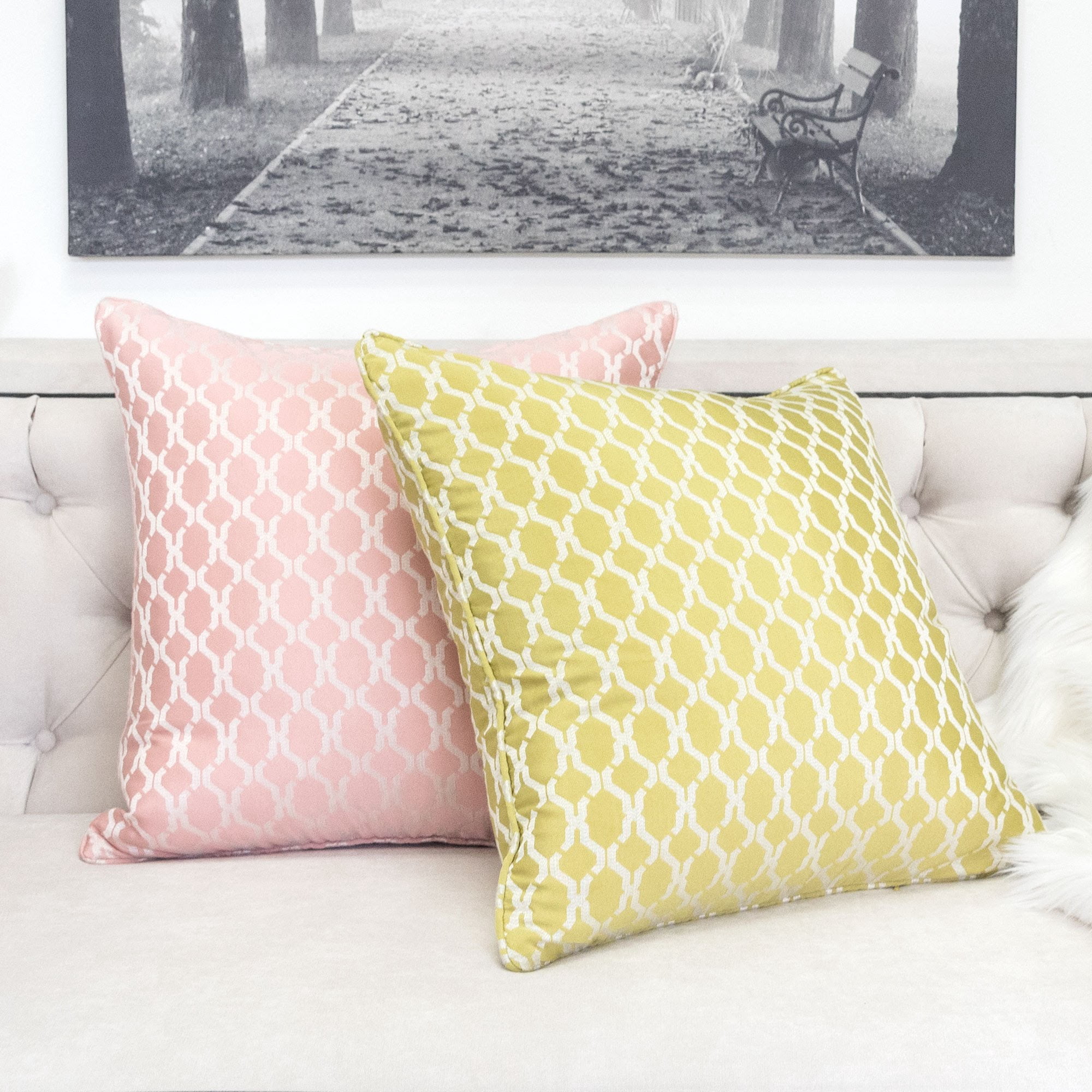 Amelia Green Geometric Polyester 20 in. x 20 in Throw Pillow