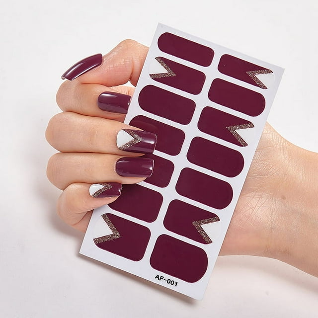 Ensemble de 14 Bandes de Vernis Gel Véritable Rouge avec Lime à Ongles et Bâton – Autocollants de Manucure Longue Tenue, Polymérisés UV/LED, Imperméables et Sans Dommages pour un Nail Art Facile de Qualité Salon – Sécuritaire pour Ongles Cassants,