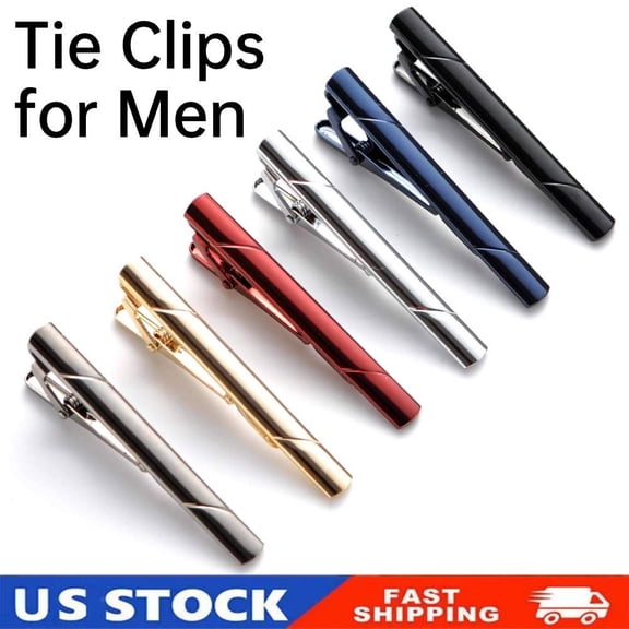 6PCS Tie Clips for Men Tie Bar Clip Set for Regular Ties Necktie Wedding Busines
