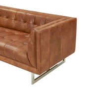 Crafters and Weavers Taylor Contemporary Tufted Sofa in Light Brown Leather