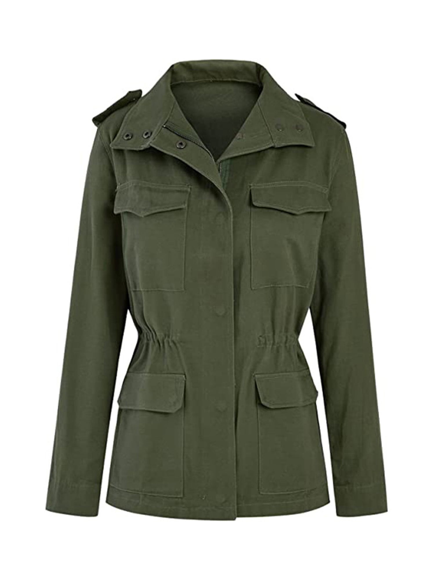 WenVen Women's Fall Lightweight Cotton Military Jacket Casual Long Sleeve  Utility Coat (Army Green, M) - Walmart.com