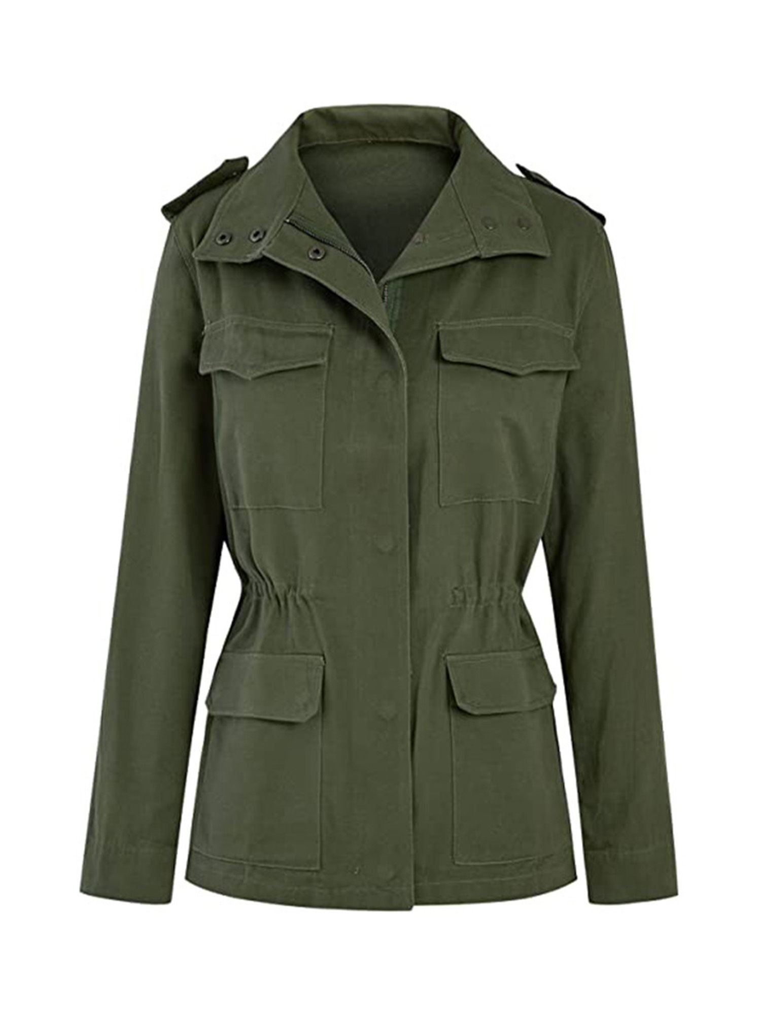 Frontwalk Women Military Jacket Zip Up Lightweight Utility Jackets Fall ...