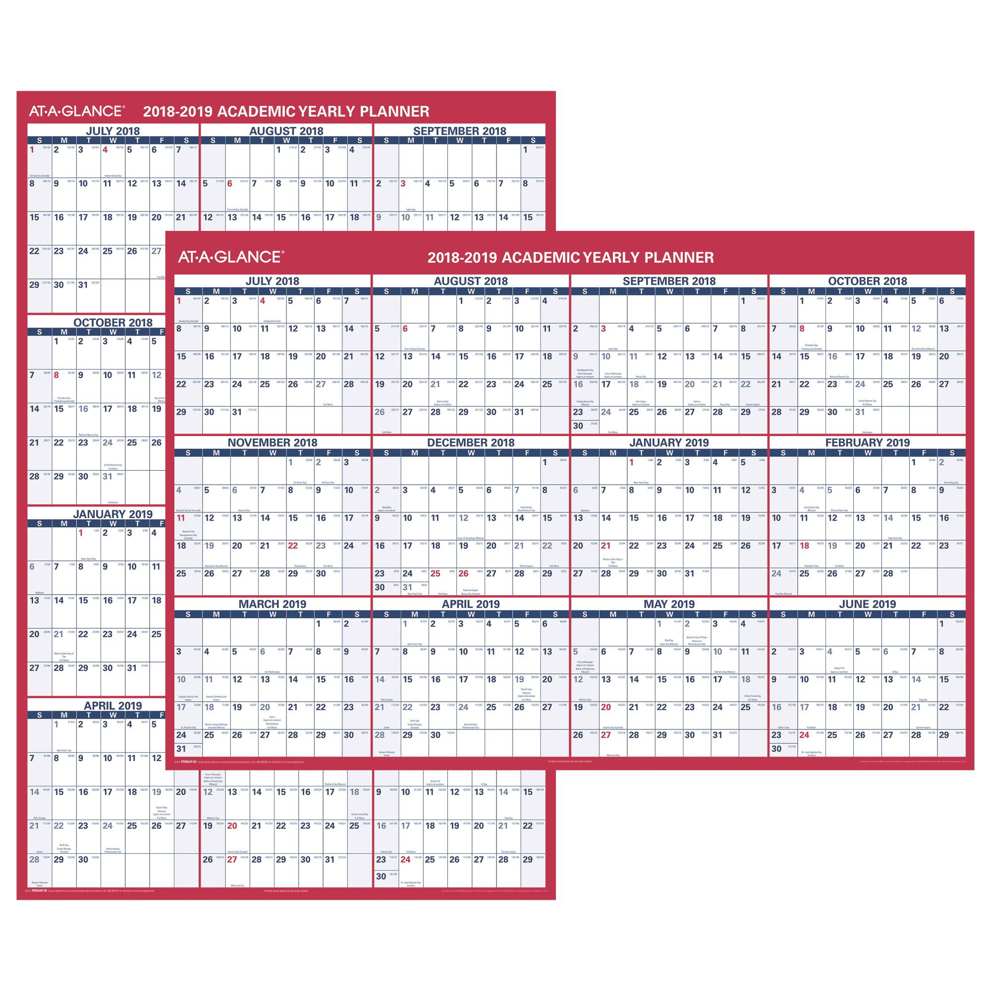 AtAGlance XL 2Sided Academic Erasable Wall Calendar