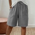 thumbnail image 2 of snilers Bermuda Shorts for Women Knee Length Elastic Waist Drawstring Trousers Loose Wide Leg Sweatpants with Pockets Summer Casual Beach Clothes, 2 of 8