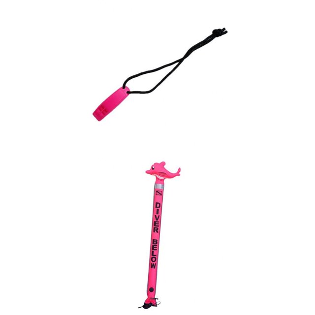 Señal de flotador inflable de buceo de 6 pies (SMB) de superficie Boya Salchicha de seguridad + Silbato de de supervivencia para depo Rosado Zulema Boya de señalización de superficie