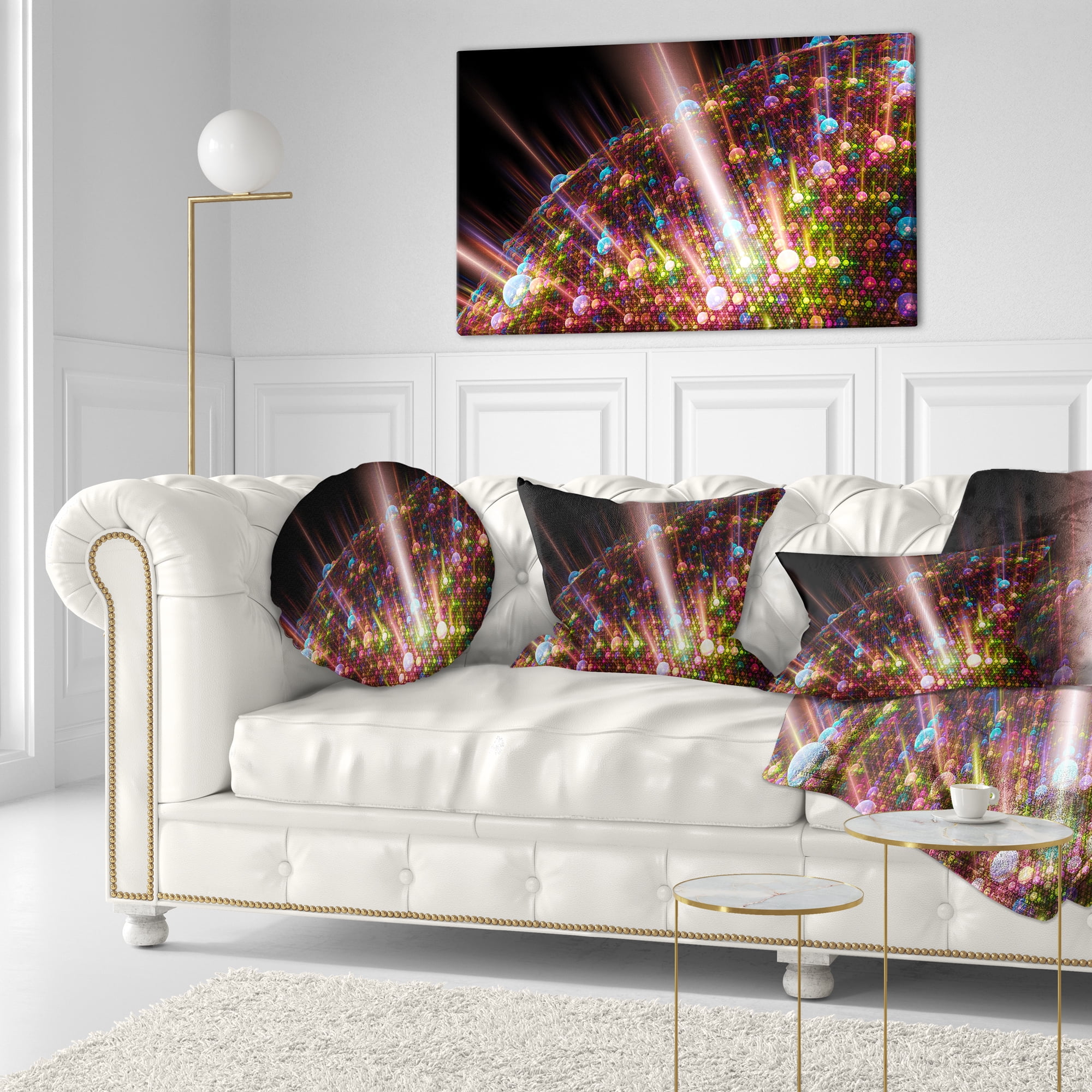 Designart Multi Color Solar Bubbles Planet - Abstract Throw Pillow - 12x20