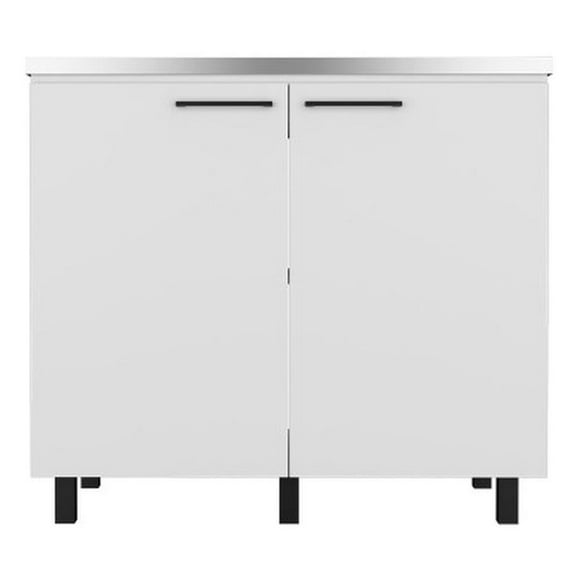 Pemberly Row Contemporary Utility Sink Cabinet Engineered Wood White