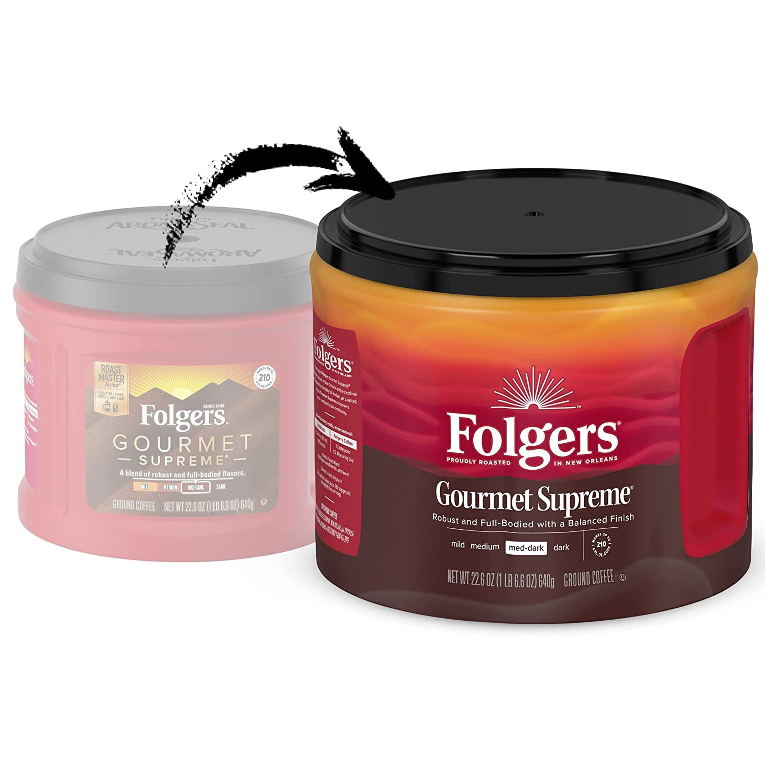 Folgers Gourmet Supreme Ground Coffee, 22.6 Ounce Canisters