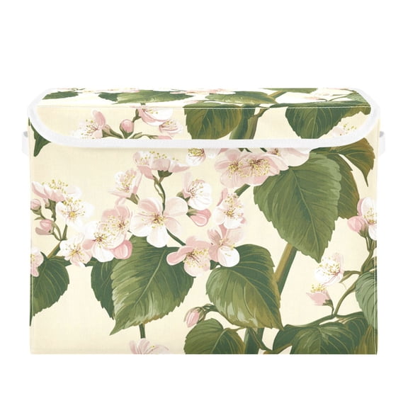 Buckwheat Flowers Leaves Foldable Storage Bin with Lid and Handle Collapsible Storage Box 16.5 x 12.6 x 11.8 inches