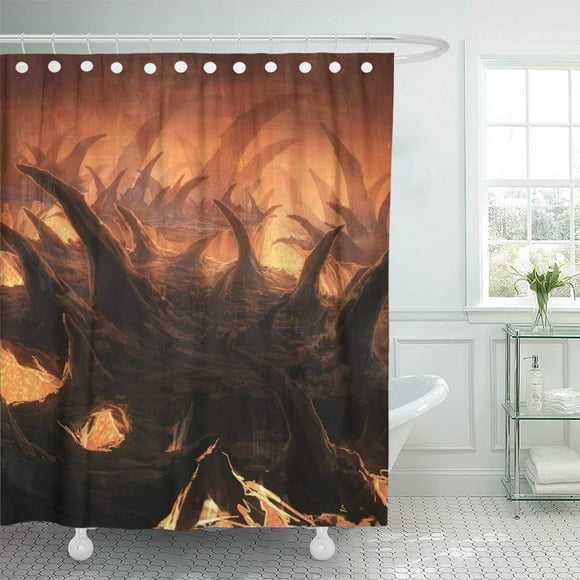 YUSDECOR Hell Digital of Fantasy Underground Stalactites Cave Tunnel System Bathroom Decor Bath Shower Curtain 60x72 inch