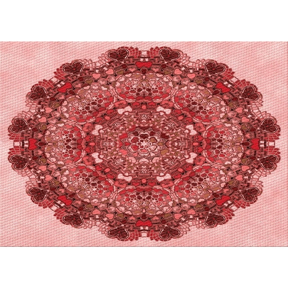 Ahgly Company Indoor Rectangle Patterned Light Coral Pink Area Rugs, 5' x 8'