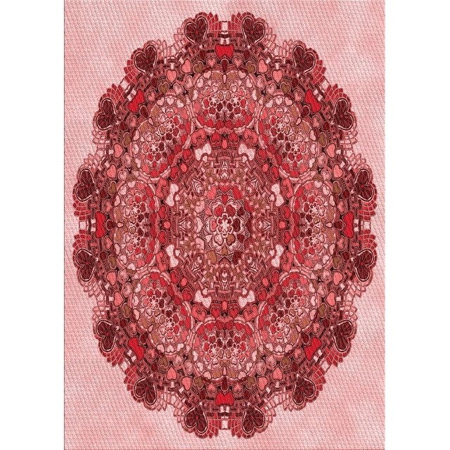 Ahgly Company Tapis Rectangulaire Lavable en Machine Intérieur Transitionnel Corail Clair Rose, 5 Pieds x 7 Pieds