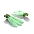 thumbnail image 3 of SOHI Sea Green Feather-Shaped Drop Earrings, 3 of 4