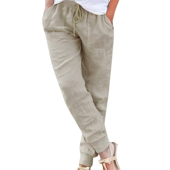 Tiqkatyck, Tops for Women Trendy, Casual Tops for Women Women Casual Print Pants Wide Leg Pants Loose Pocket Baggy Pants Women's Pants Beige L