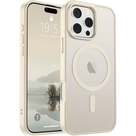 Mionbel Magnetic for iPhone 16 Pro Case (Compatible with MagSafe) (Military Grade Drop Protection) Slim Translucent Matte Shockproof with Anti-Fingerprint Phone Case,Antique White
