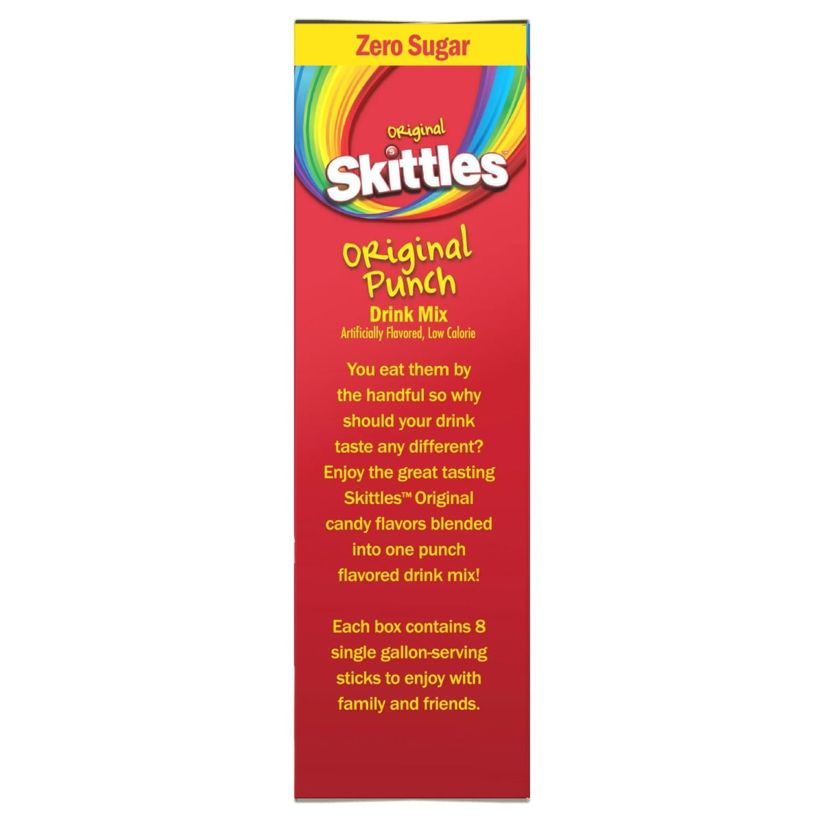 Skittles Zero Sugar Gallons-to-Go Powdered Drink Mix, Original Punch, 8 Count Gallon Pitcher Packets
