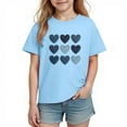 thumbnail image 2 of Kids Valentine T-Shirt for Girls, Denim Heart Print Short Sleeve Cotton Top | Casual Crewneck Tee | Blue, Sizes 4-10 Years,Size 4 T, 2 of 9