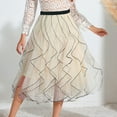 thumbnail image 2 of Lovskoo Women's Sweet Ruffled Tutu Tulle Skirt Elastic High Waist Tiered Mesh Midi Skirt White, 2 of 9