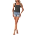 thumbnail image 2 of INSPIRE CHIC Women's Scoop Neck Sleeveless Fitted Cotton Basic Layering Wide Strap 2026 Summer Cropped Tank Top Shirts XS Deep Grey, 2 of 6