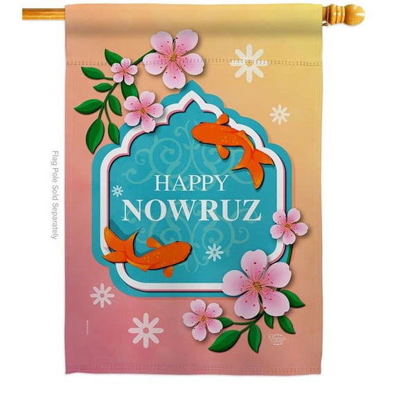 Ornament Collection H192512-BO International Nowruz Day Celebration Double-Sided Garden Decorative House Flag, Multi Color