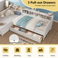 thumbnail image 6 of Harper & Bright Designs Twin Size Day Bed for 2, L- Shape Twin Size Platform Bed with Storage Drawers, Wooden Corner Bed with Bookshelf, Corner Bed Frame for Bedroom, White, 6 of 18
