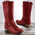 thumbnail image 4 of UngA Womens Boot Slouchy Boots Zip up Flat Mid Calf Boots Women Red,Size 9, 4 of 4