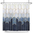 thumbnail image 4 of Blue Shower Curtain, Navy Blue Geometric Pattern Modern Grid Bath Curtains Waterproof Fabric with Hooks for Home Decor, 72Wx72H, 4 of 6
