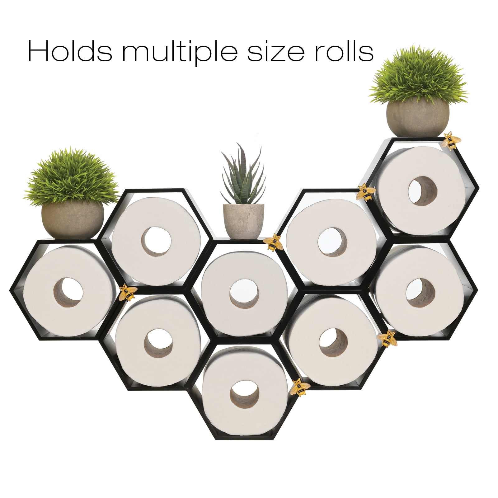 Excello Global Products Painted Honeycomb Toilet Paper Holder with Bees