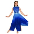 thumbnail image 5 of iiniim Girls Praise Dance Outfit Sequin Worship Asymmetrical Tunic with Wide Leg Pants Liturgical Dress Blue 14, 5 of 7
