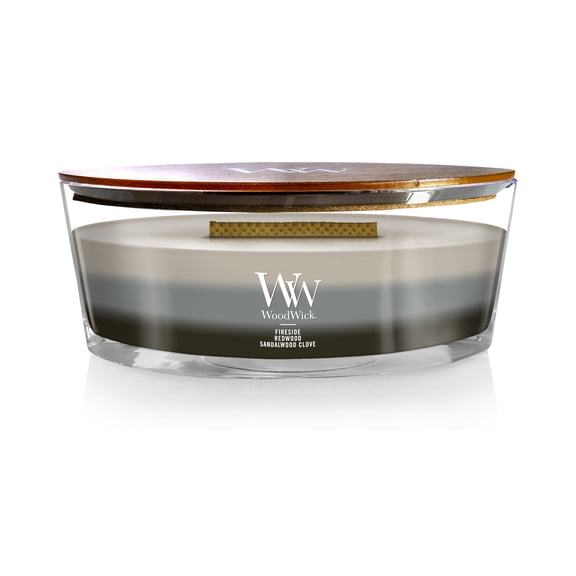 WoodWick Scented Trilogy Ellipse Candle, Fireside | Redwood | Sandalwood Clove, 16oz