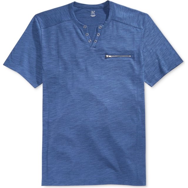 INC Mens Dean Split-Neck Embellecido playera, azul, XX-Large I-N-C Camiseta adornada
